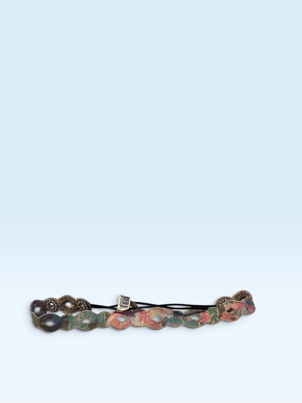 Braided Floral Elastic Headband - Pink, Green, Brown